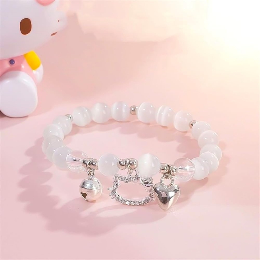 Brand New, Beaded, Hello Kitty Bracelet with Heart & Bells Charm by Sanrio - Picture 3 of 7